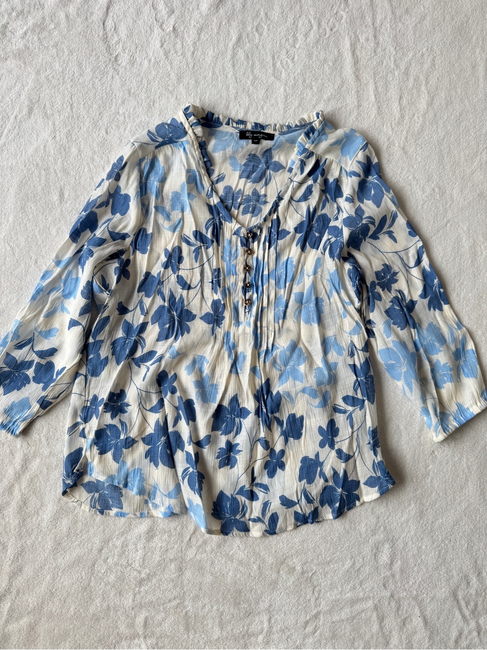 Lily Morgan - Blue Floral Print Blouse